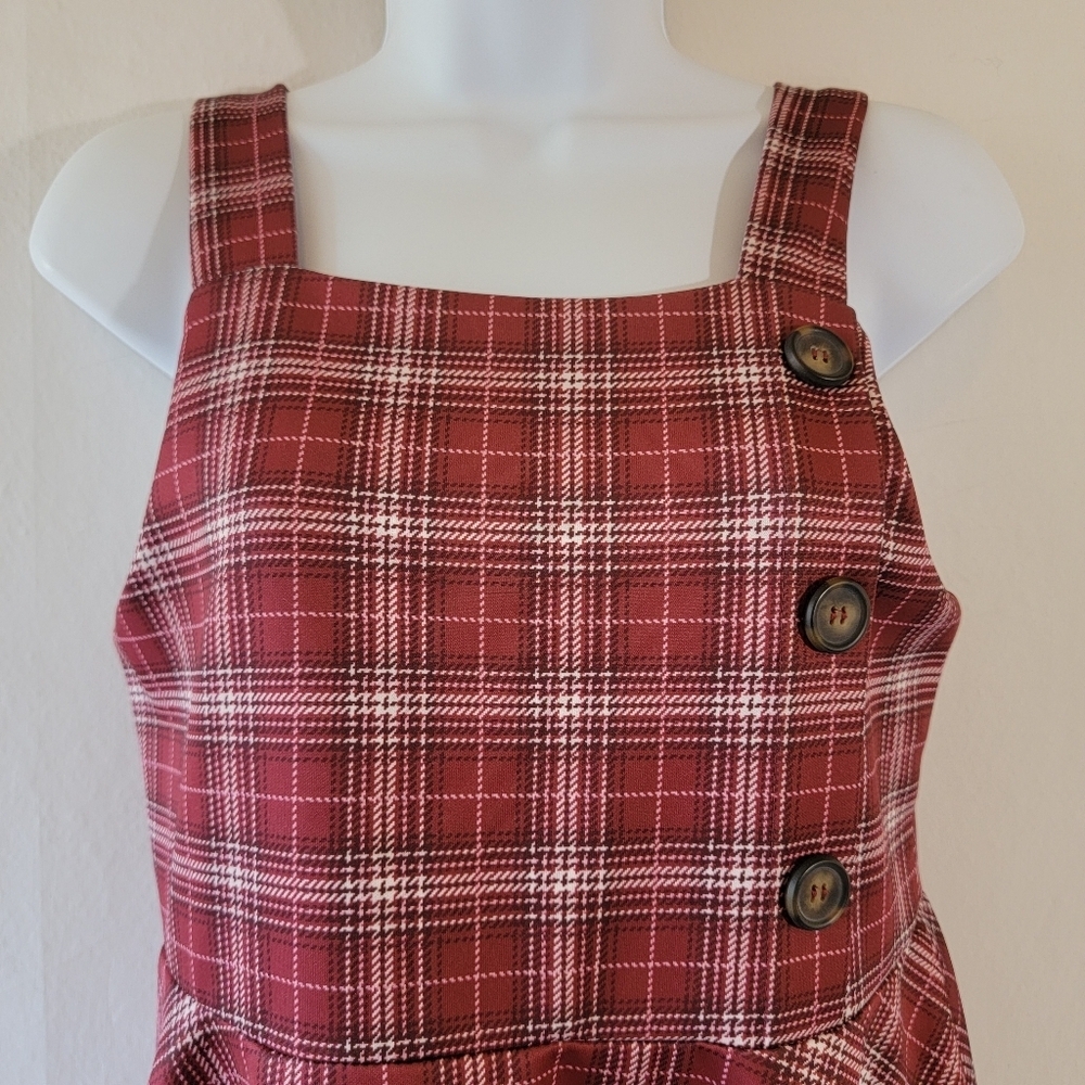 Knit Works Red Tartan Plaid Mini Dress Girls XL/S-M Academia Y2K Preppy Anime - Picture 3 of 10